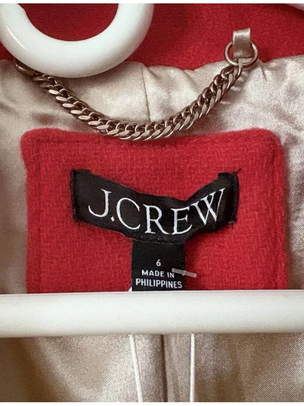 $398 J CREW Red Toscana Lanificio Nello Gori Stadium Cloth Wool Long Coat Sz 6 - Picture 11 of 16